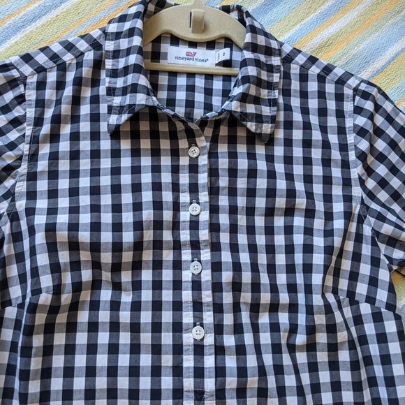 ⭐ Vineyard Vines Black and White Gingham Popover size 2 - Picture 4 of 13